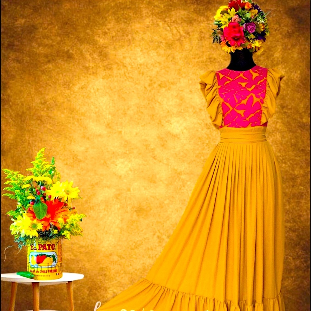 Custom made embroidery Mexican dress